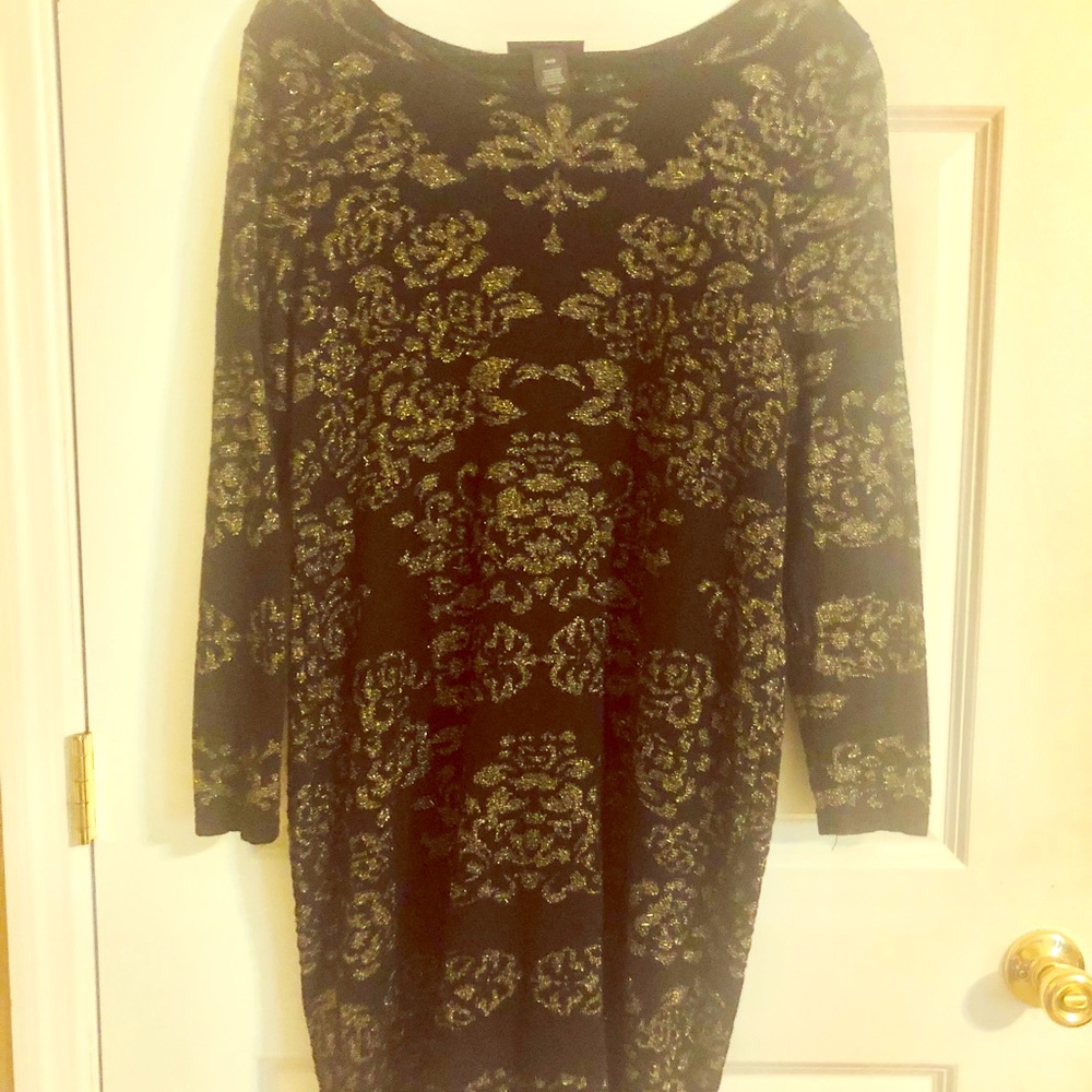 Sweater Dress Black/Gold Great cont. Lane Bryant
